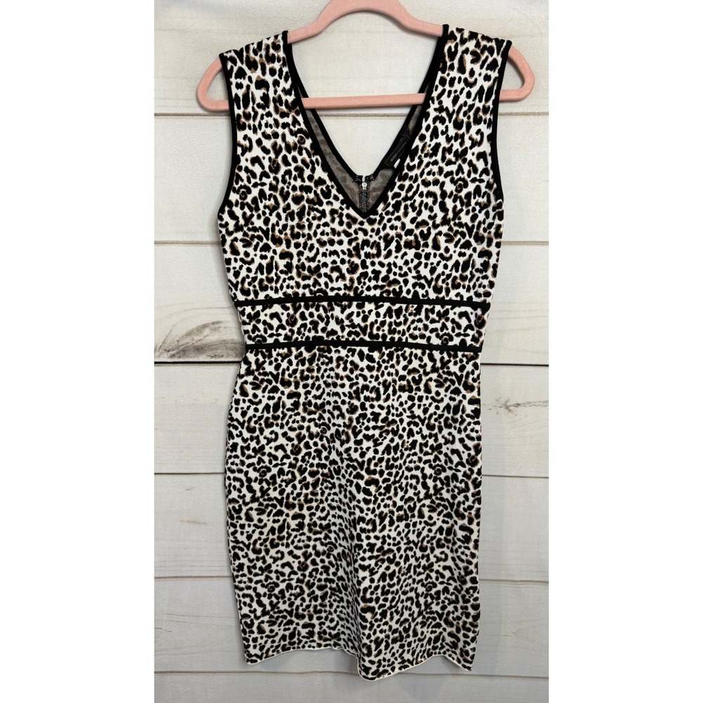 BCBGMaxAzria Black and White Leopard Print Mini Dress